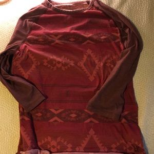 American Eagle Red, Black Pattern Long Sleeve